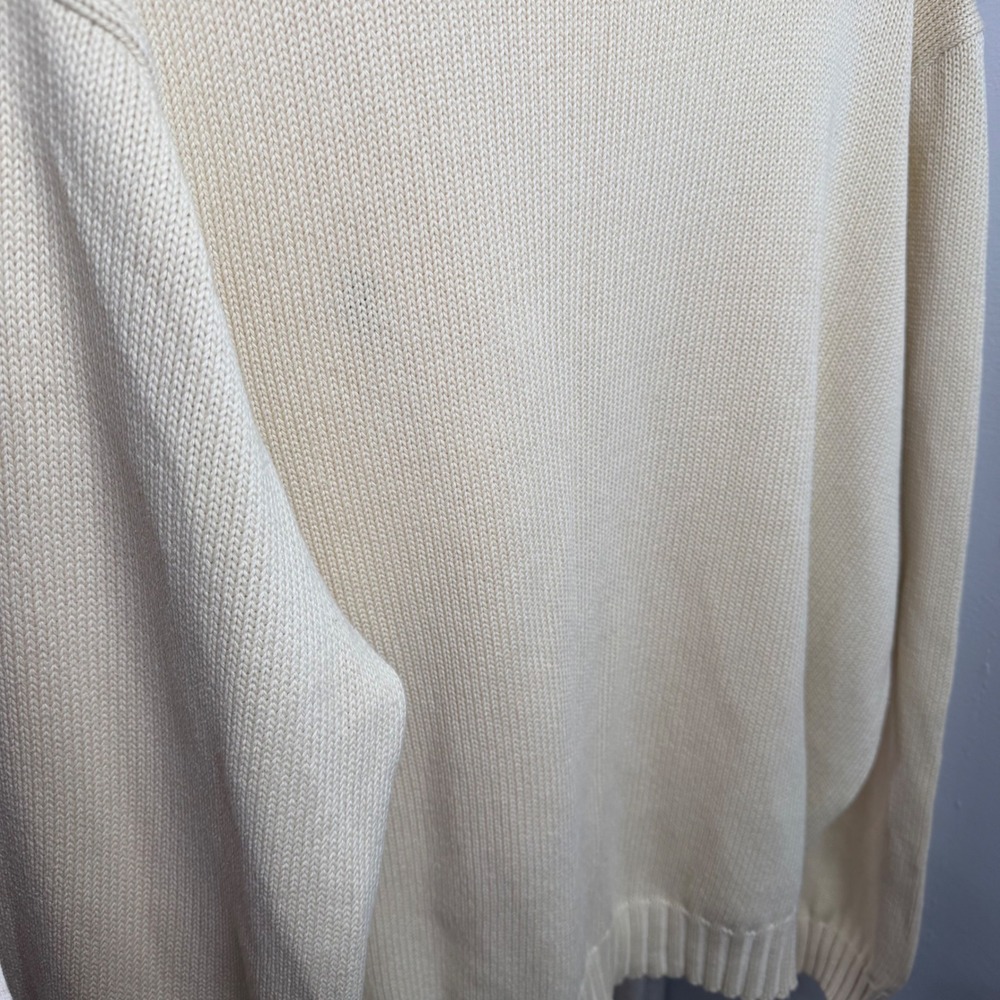 Vintage Polo Ralph Lauren Knit Sweater Cotton Ivory Pony Crew Men's Size XXL - Picture 5 of 9
